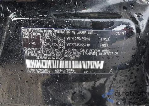 2018 Toyota Rav4 Adventure из США, поврежденный, VIN 2T3RFREVXJW746256